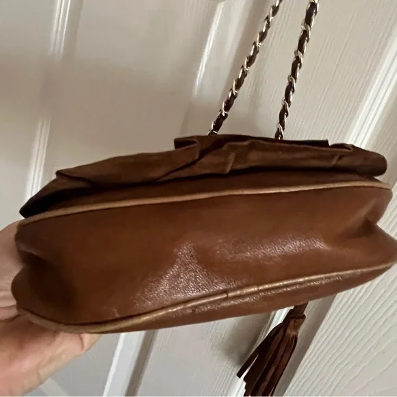 Nordstrom Brown Leather Flower Rosette Crossbody Bag - Picture 6 of 6